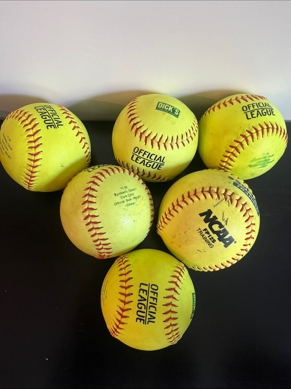 Official League Yellow Softball - Red Stitching